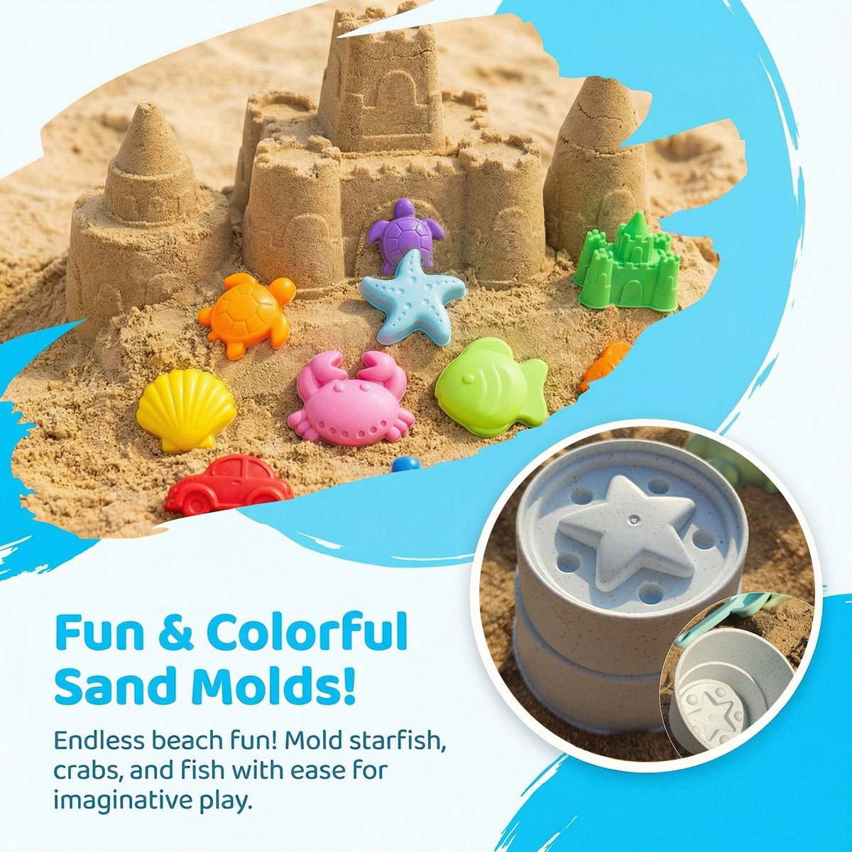 Kinetic Sand Mold - Conjunto de Moldes Criativos para Praia,
